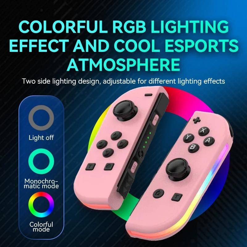 Nes Joy 02 RGB LED 5.2 BT สวิทช์ L/R Joypad สําหรับ Nintendo Switch/Lite/Oled Cons จอยสติ๊กการสั่นสะเทือนคู่สําหรับ PC Yuzu