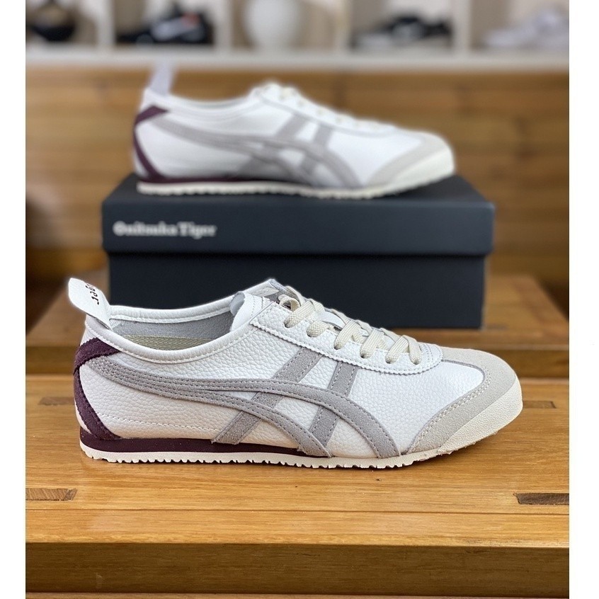 Onitsuka Tiger (หนังแกะคุณภาพสูง) Onitsuka Tiger 100% ของแท้เม็กซิโก66รองเท้ากีฬาผู้ชายรองเท้าวิ่งผู