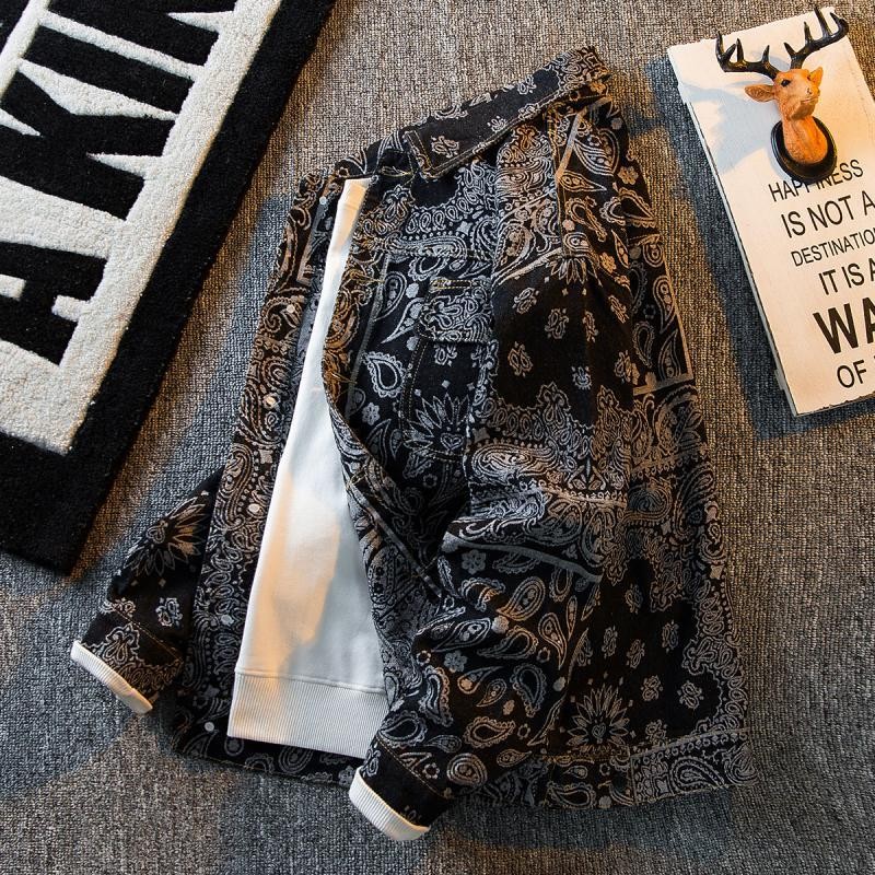 Begonia Boutique ผู้หญิงชาติพันธุ์ดอกไม้เม็ดมะม่วงหิมพานต์แจ็คเก็ตยีนส์ฤดูใบไม้ผลิฤดูใบไม้ร่วงออกแบบ Niche Street สวมใส่ Retro เสื้อแจ็คเก็ตลําลองผู้ชาย - รูปที่ 4