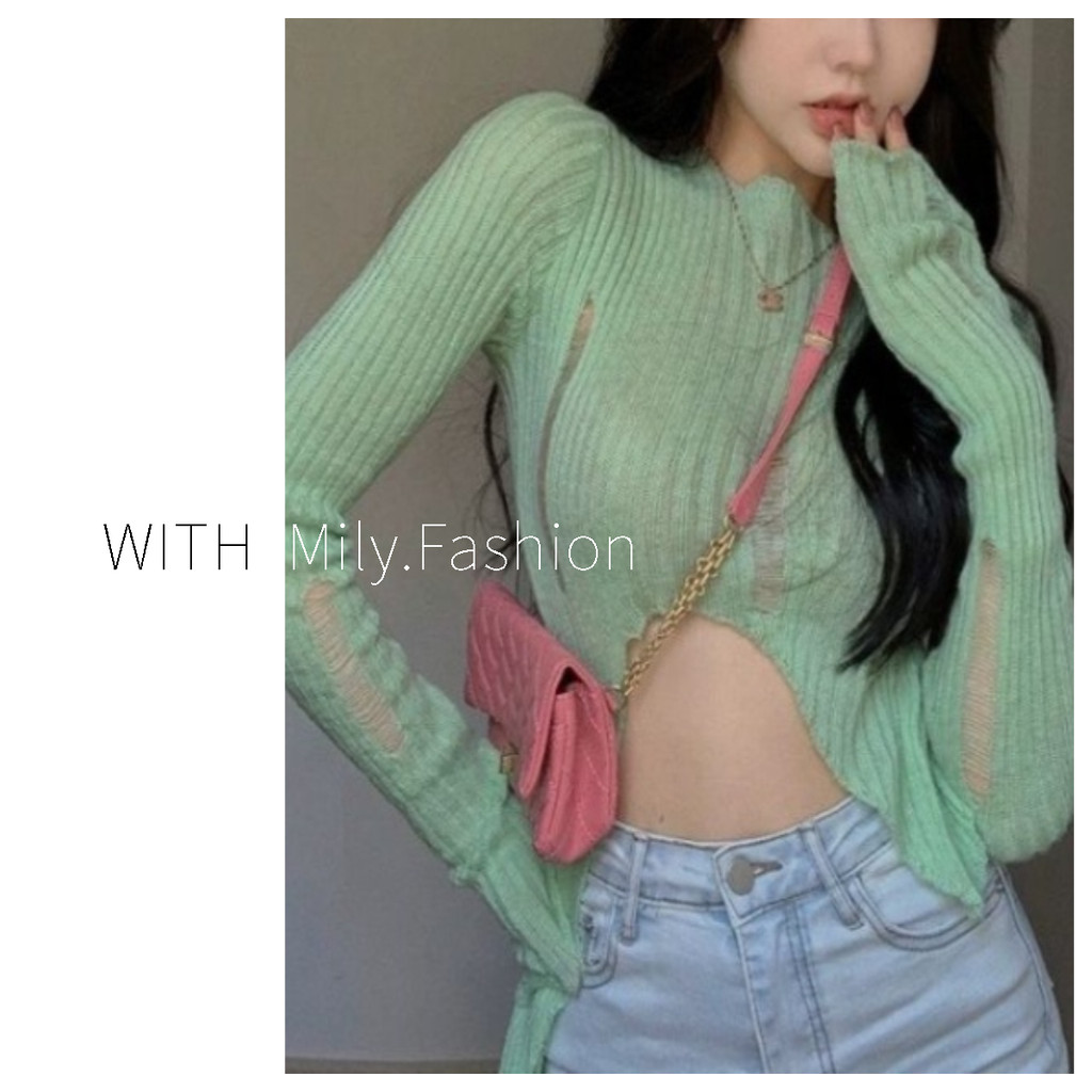Milyfashion เสื้อกันหนาวแขนยาว กันแดด แบบบาง เข้ารูป เซ็กซี่ แฟชั่นฤดูใบไม้ร่วง สําหรับผู้หญิง