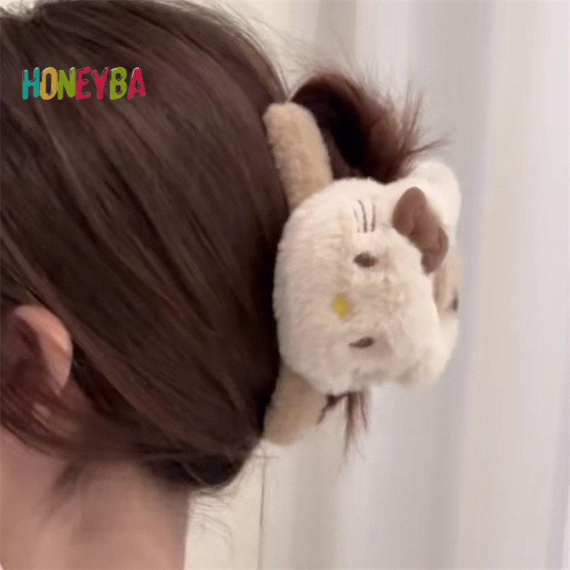 <Honeyba>Sanrio Hello Kitty Plush SharkคลิปอะนิเมะรูปY2Kสาวหวานอุปกรณ์เสริมผมการ์ตูนK Kawaii Retroกิ๊บแฟนของขวัญNice