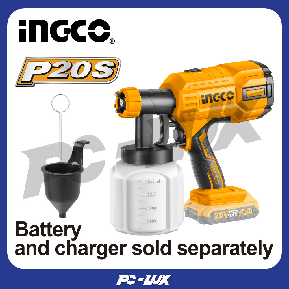 INGCO กาพ่นสีไร้สาย 20V ไม่รวมแบตและที่ชาร์จ CSGLI2001
