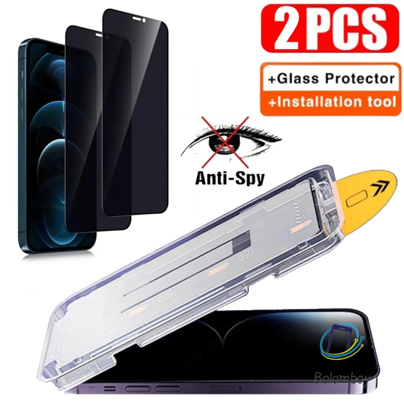 2PCS ฟิล์มกระจก กันมอง สำหรับ iphone 15 11 12 13 14 16 pro max 7 8 6 plus XR X XS Max 12 Mini Anti-Spy privacy เต็มจอ