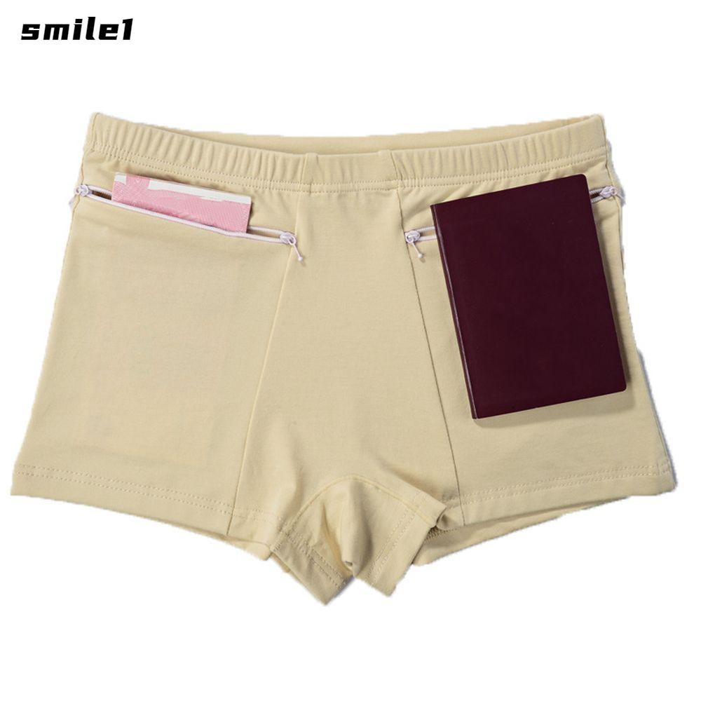 SMILE กางเกงขาสั้นผู้หญิงมีซิป Anti Chafing Big Elastic Lace