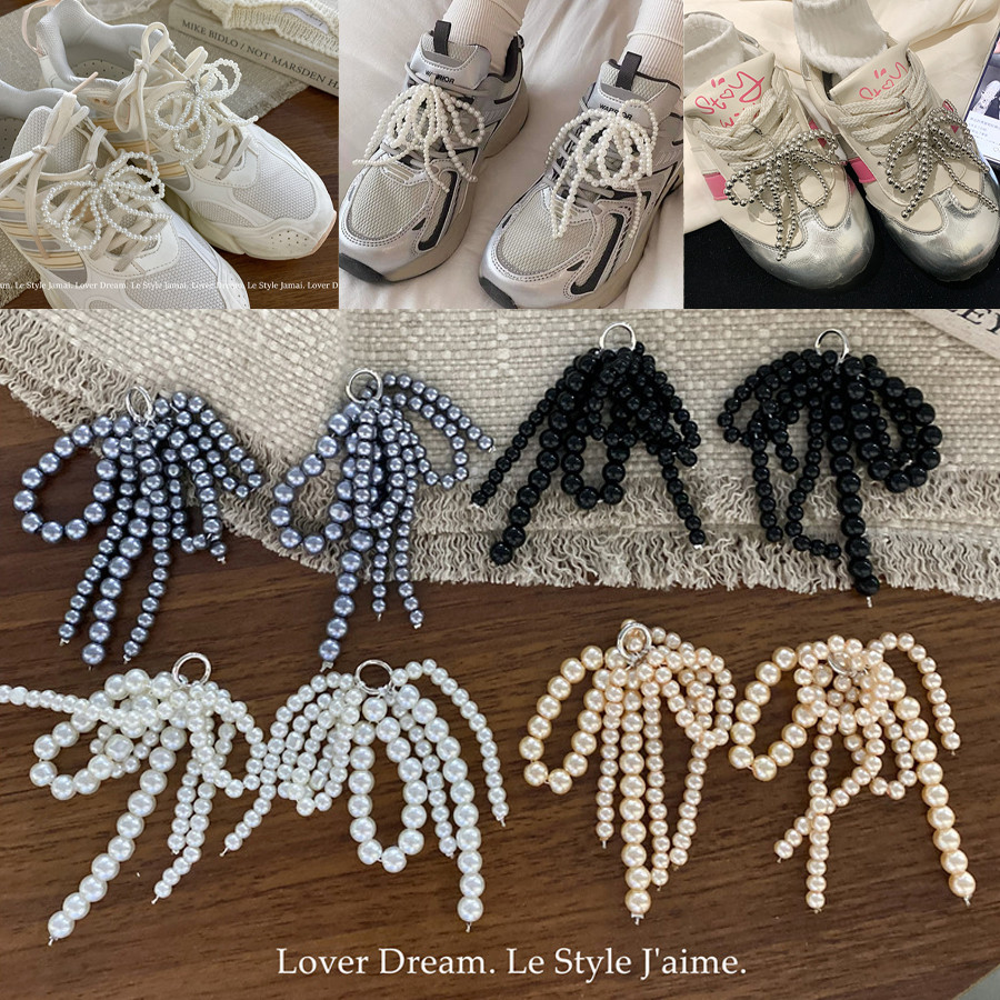 All-match Shoelaces คลิปหัวเข็มขัดตกแต่งพู่ Bowknot Pearl รองเท้า Charms จี้สําหรับสาวรองเท้าลําลองรองเท้าผ้าใบอุปกรณ์เสริม