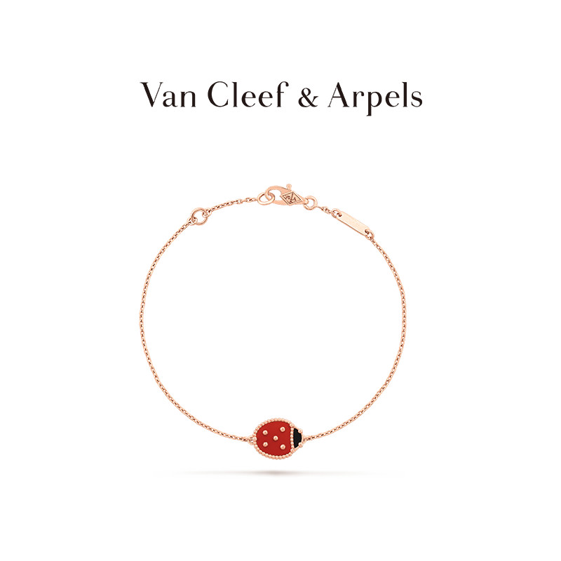 [พร้อมกล่อง] Van Cleef & Arpels/Vca Lucky Spring Ladybug Closed Wings Rose Gold Bracelet [คลังสินค้า