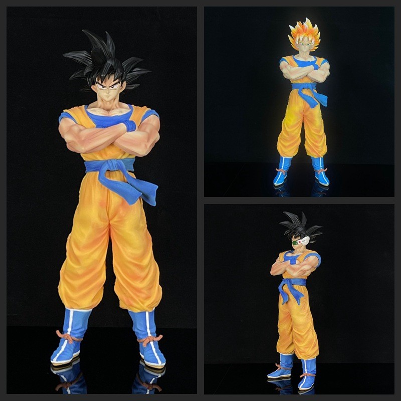 Dragon Ball รูป Super Saiyan Super Goku ผมสีดํา Goku รูปปั้นเครื่องประดับรูปชนิดบรรจุกล่อง