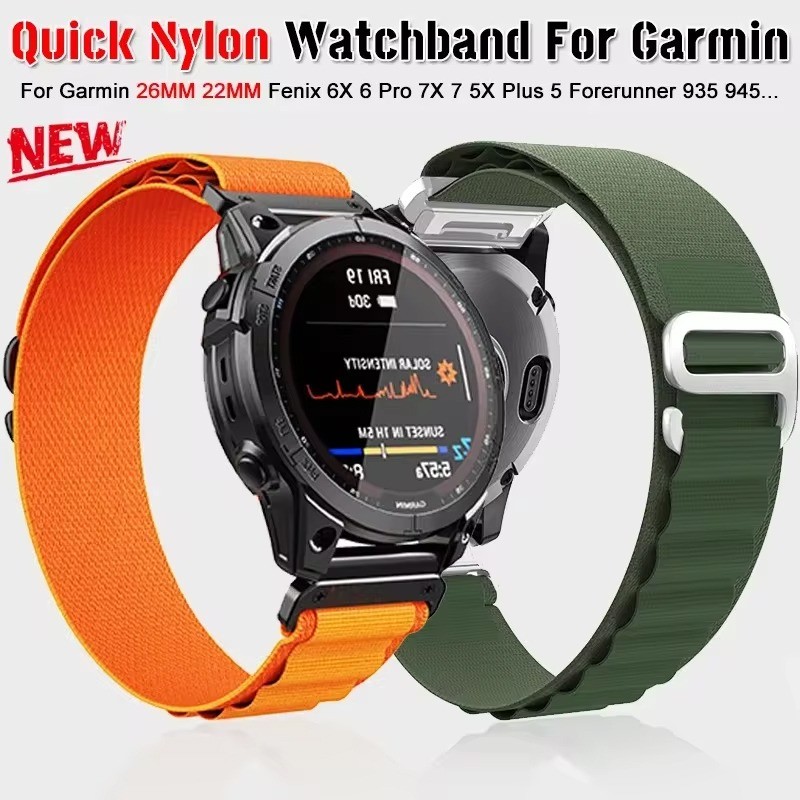 22 26 มม.สายไนลอนสําหรับ Garmin Fenix 5 5X Plus 7X 6 6X Pro 3 ไนลอน Smartwatch นาฬิกา Alpine Loop Ba