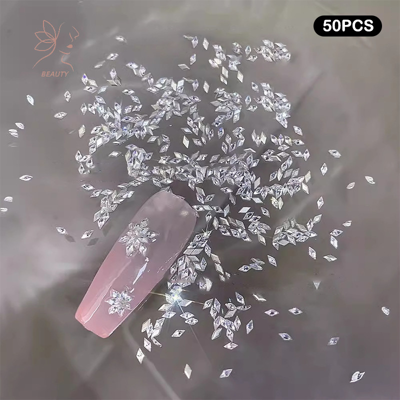 [maybeauty] 50 ชิ้นเล็บเพทาย Charming Sparkling คริสตัล Rhinestones คอลเลกชันผสมสีอุปกรณ์ตกแต่งเล็บ {TH}