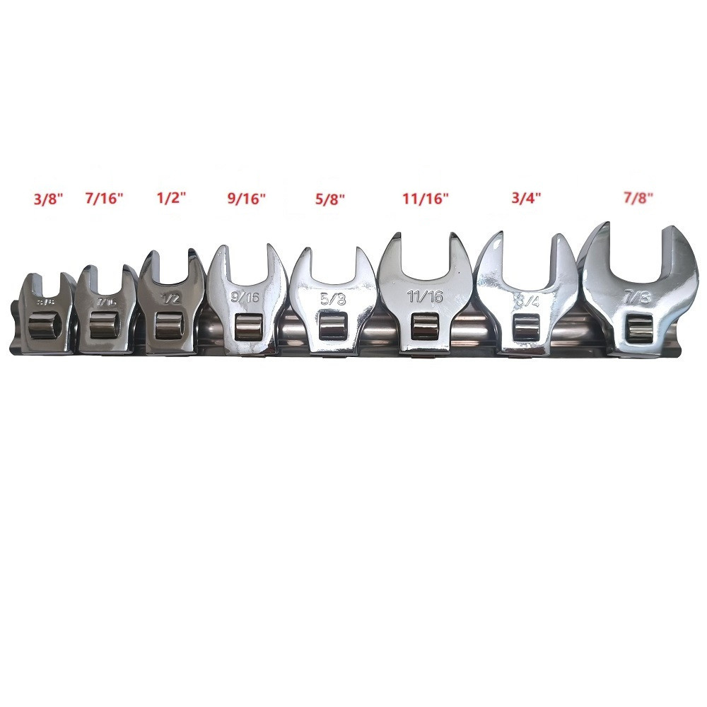 8 ชิ้น 3/8 นิ้วไดรฟ์ Crow Foot ประแจชุด 3/8 ถึง 7/8 นิ้ว SAE Chrome Plated Crowfoot ประแจ