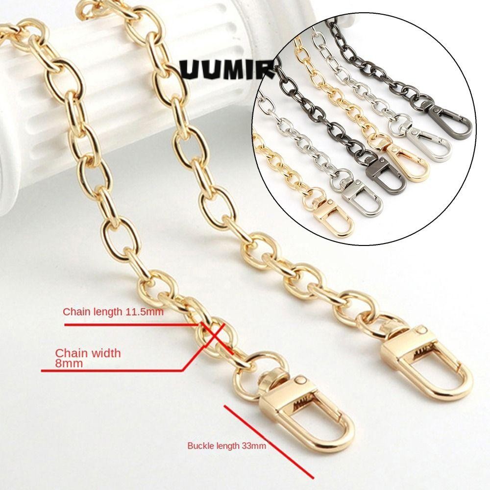 UUMIR ห่วงโซ่กระเป๋าโลหะ, สีทองเงินสีดําหรูหราสายคล้องไหล่เดี่ยว, โซ่ กระเป๋าสะพายข้าง แบบปรับได้