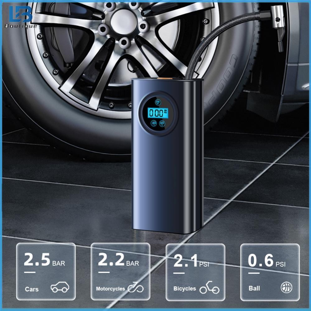 จัดส่งในประเทศไทย เครื่องอัดอากาศไฟฟ้าแบบชาร์จไฟความแม่นยำสูงปั๊มลมไฟฟ้า 1800mAh ปั๊มลมขนาดเล็กสำหรับรถจักรยานยนต