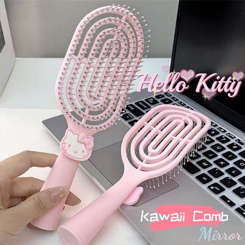 หวีการ์ตูนน่ารัก Sanrio Girl Skeleton Massage Air หวีซี่โครงใหม่ลายการ์ตูน Kawaii Hello Kitty Airbag Comb ของขวัญสำหรับนักเรียน M