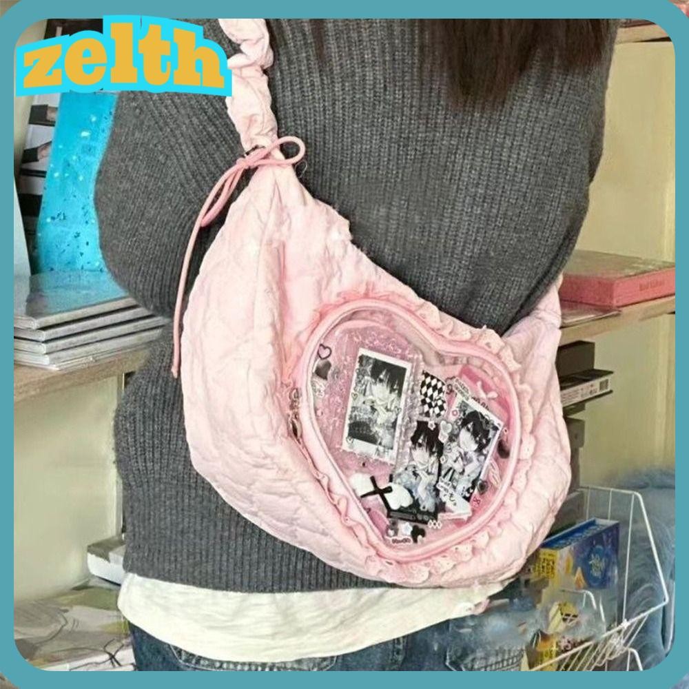 Zelth กระเป๋าสะพายข้าง,โปร่งใสน่ารักโปร่งใส Itabag,หวานสูบน้ําจีบลูกไม้สไตล์บัลเล่ต์กระเป๋าสะพายสําหรับวัยรุ่นหญิง