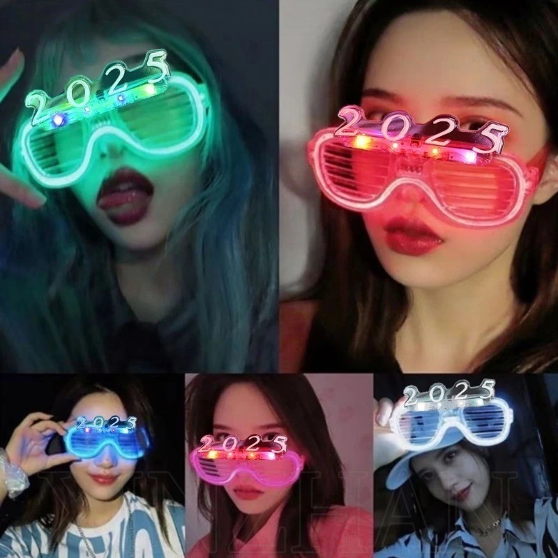 Glow In The Dark Neon Glasses - 2025 Digital Led กระพริบแว่นตาของเล่น - Christmas Night Glow Prop - สําหรับปีใหม่ Xmas Party Luminous ตกแต่ง