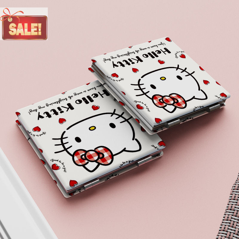 Bl Hello Kitty Mini กระจกแต่งหน้าแบบพกพาน่ารัก Saniro Kt Cat สองด้านพับกระจกแต่งหน้าสําหรับผู้หญิงสาวของขวัญแต่งหน้ากระจก A