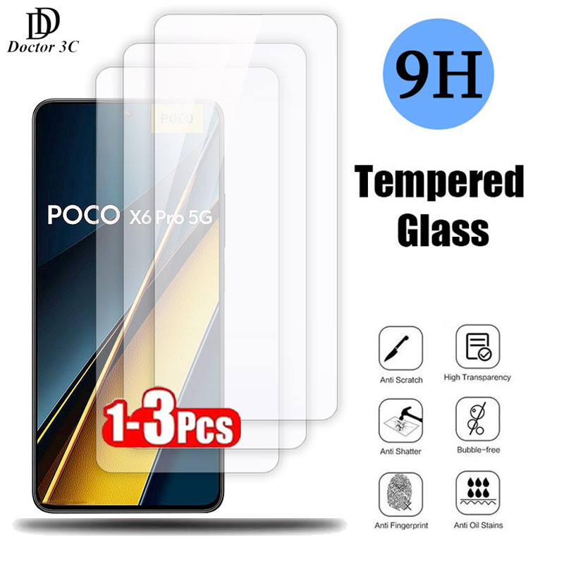 ฟิล์มกระจก ใส ใช้สำหรับ Xiaomi Poco X6 X5 X4 X3 NFC M6 Plus M5 M5s M4 M3 F6 F5 F4 GT F3 Pro 5G 4G 20