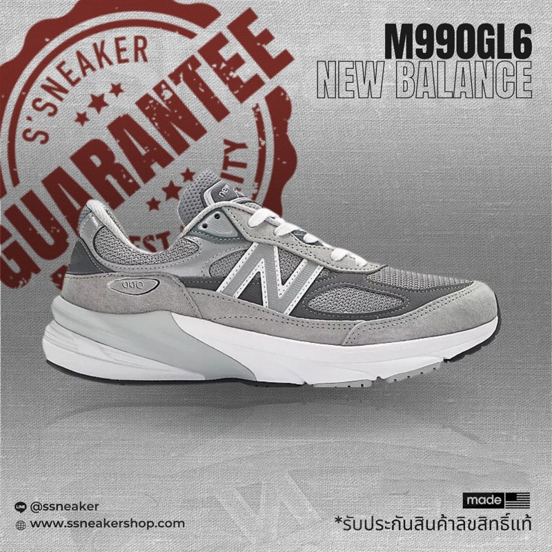 New Balance 990V6 [990GL6] รองเท้าวิ่งรองเท้ากีฬาผู้ชายและผู้หญิงของแท้ 2024