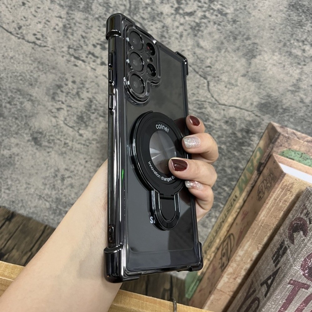 SAMSUNG คุณภาพสูงกันกระแทกเคสโทรศัพท์สําหรับSamsung Galaxy S24FE S25 S22 S23 S24 Ultra Plus S23FE Note20Ultraพร้อมขาตั้งซ่อนปกหลังเต็มเลนส์Anti Scratchปลอกใส - รูปที่ 4