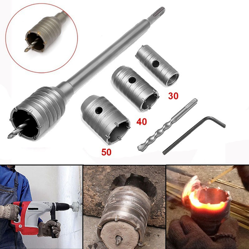 ชุดดอกสว่าน โฮลซอเจาะปูน คอนกรีต อิฐบล็อก หินอ่อน กระเบื้อง 3 ขนาด 30 40 50 mm ใช้สำหรับเจาะกระแทก