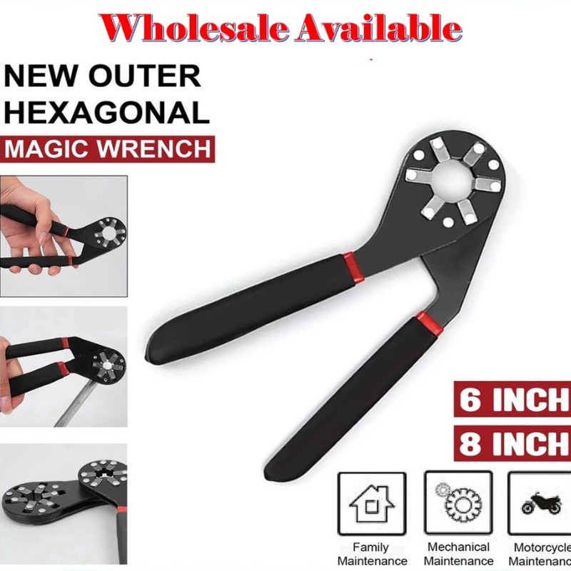 6 นิ้ว 8 นิ้ว Universal ประแจหกเหลี่ยมปรับ Magic ประแจ Multi-function Purpose Spanner เครื่องมือ