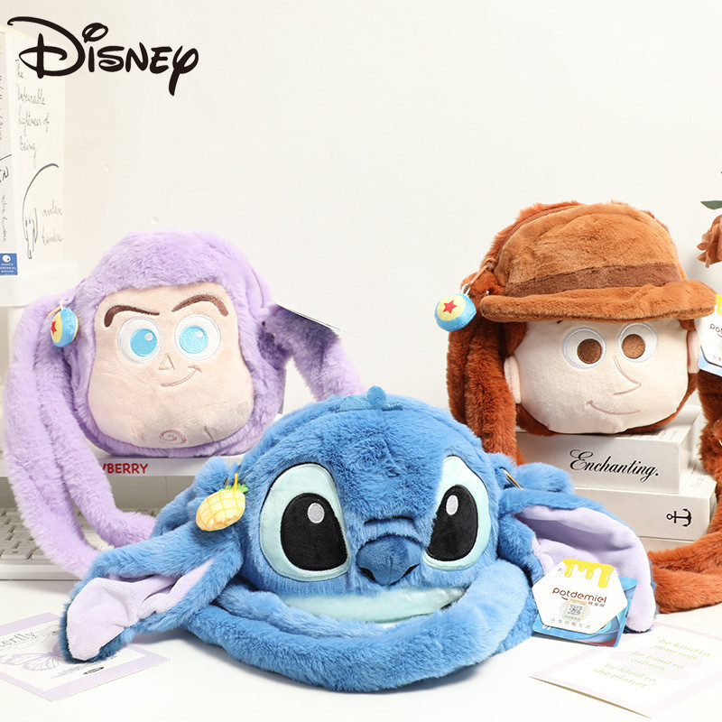 Disney ของแท้ Stitch Sullivan Buzz Lightyear Woody ตุ๊กตาลําลองน่ารักกระเป๋าแนวทแยงแบบพกพา