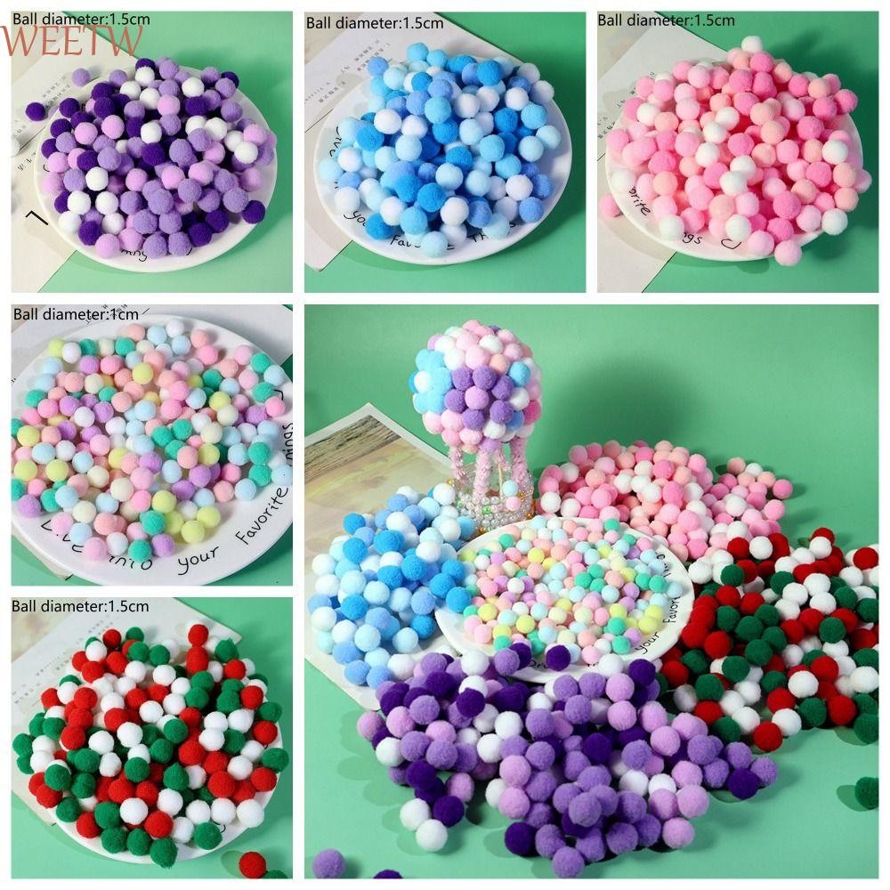 Weekw ลูกบอลขนปอมปอม 1 แพ็ค 1 ซม./1.5 ซม|สี DIY Pom Ball, Pompoms Chrismas สี DIY สีสัน DIY ตุ๊กตาบอลตกแต่งคริสต์มาส