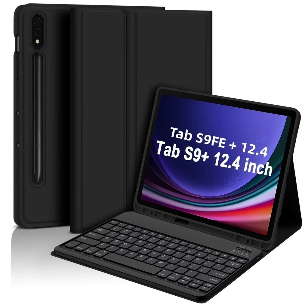 (คีย์บอร์ดภาษาไทย)สีลูกกวาด ซองหนัง พร้อมเคสคีย์บอร์ดไร้สายfor Samsung Galaxy Tab S7/S8/S9 FE เคสSamsung S9+ S10+ S7 FE