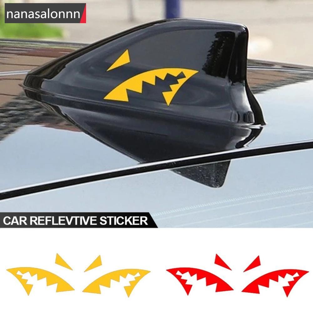 Nanasn| 2 ชิ้นรถสติกเกอร์สะท้อนแสง Shark Fin Antenna Shark ปากไวนิล Decal G7M4