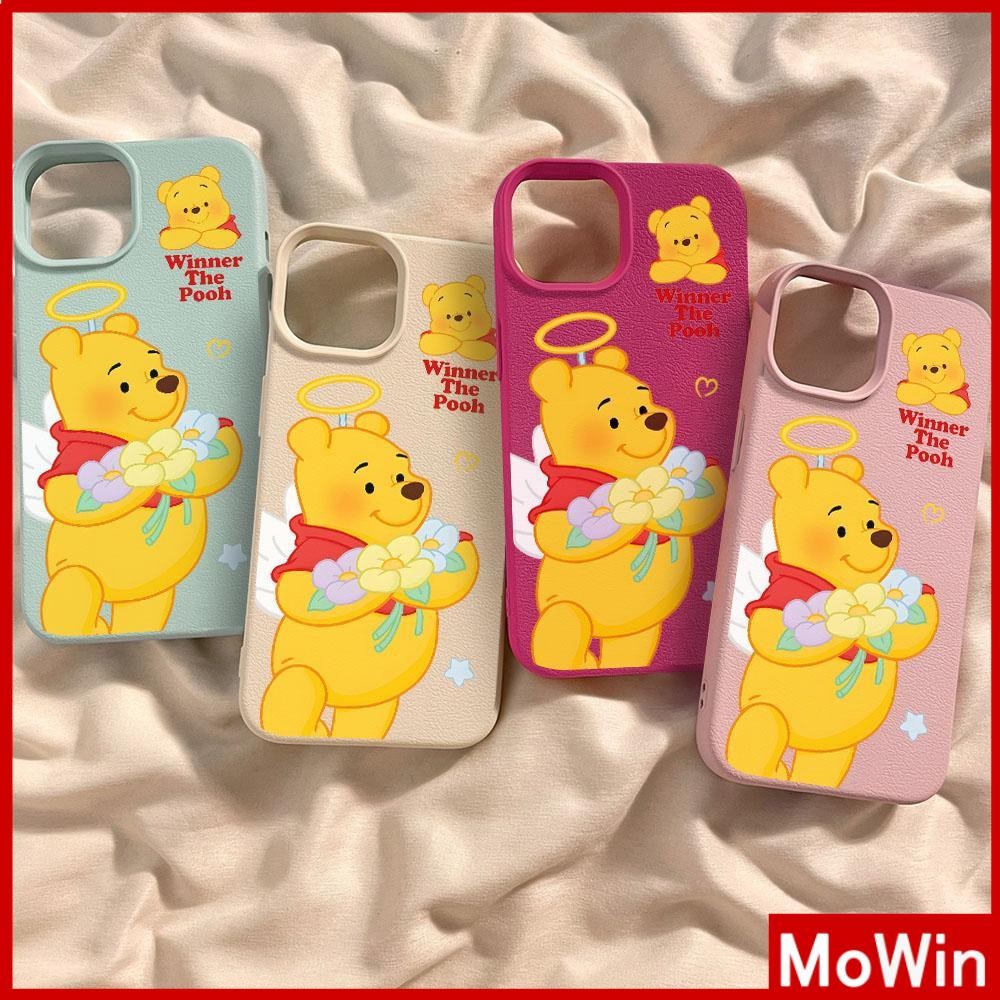 Movin - เคส iPhone 16 Pro Max iPhone 11 เคสหนังเนื้อนิ่มสีแคนดี้ TPU หมีสีเหลืองน่ารัก Compatible With iPhone15 Pro max 14 13 12 Pro max XS XR 7 Plus 8 Plus