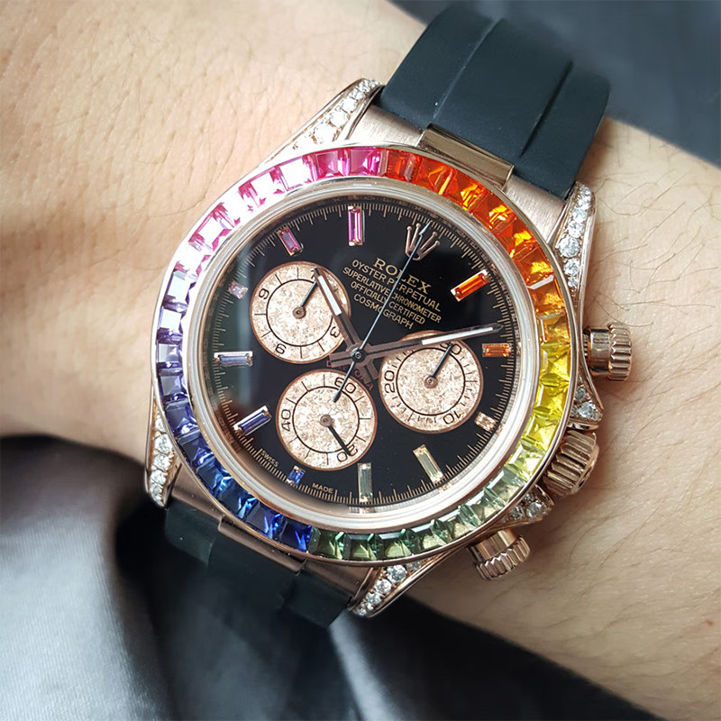 Rolex Rolex Daytona Rainbow Di 18K Rose Gold Back Diamond นาฬิกาผู้ชายกลไกอัตโนมัติ116515