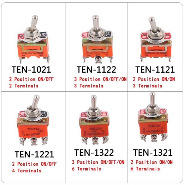 Toggle Switch สวิตซ์ E-TEN 1221 สวิตซ์โยก 4 ขา 15A 250V