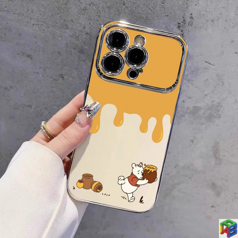น้ําผึ้งวินนี่เดอะพูห์สําหรับ Apple 15/16promax เคสโทรศัพท์ iphone14plus 11/12/13Pro Max Xsmax Premium Electroplated รวมทุกอย่างเคสป้องกัน