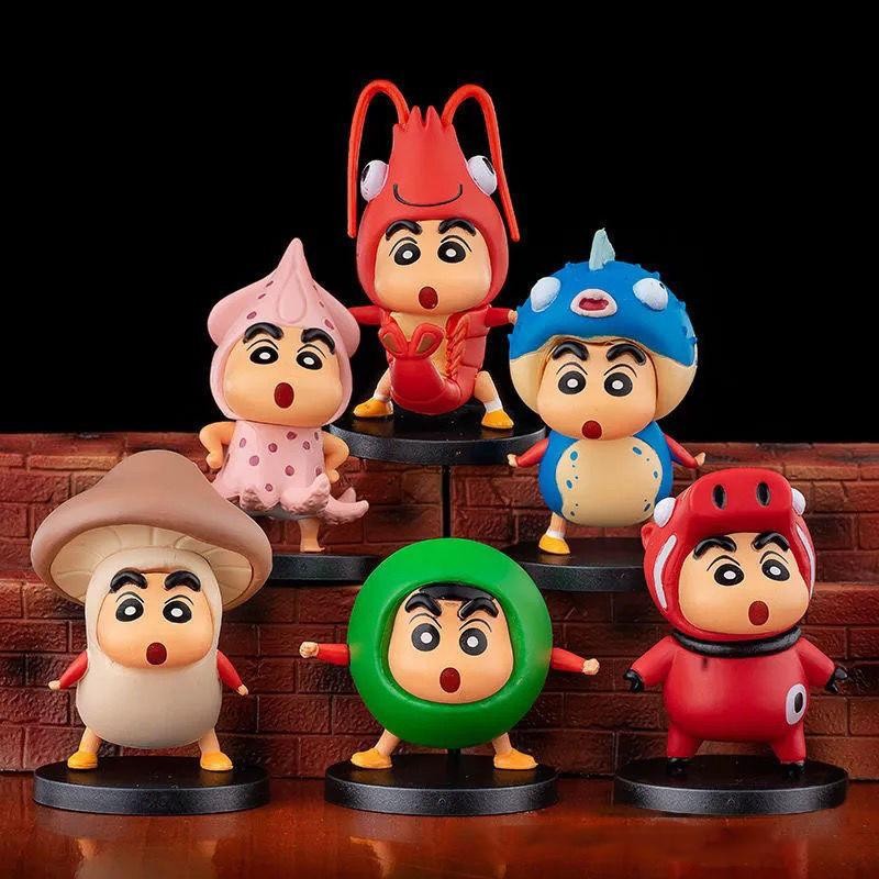 ʚɞmc 6 ชิ้น/เซ็ตอะนิเมะ Crayon ShinChan ตัวเลข Nohara Shinnosuke Action Figure รถเดสก์ท็อปเครื่องประดับของขวัญวันเกิดเด็ก (dd)