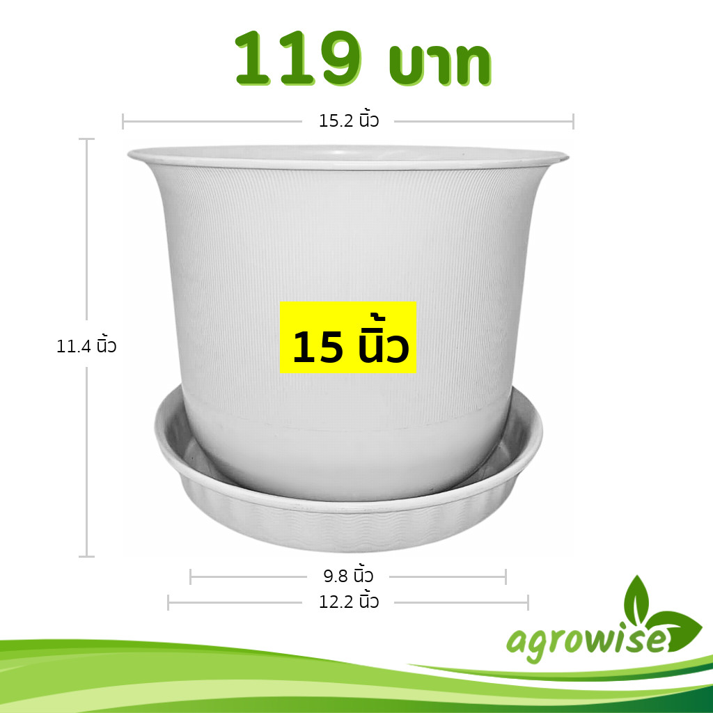 กระถาง กระถางต้นไม้ มินิมอล ถ้วยจีน+จาน ขนาด 15 นิ้ว สีขาว สีเทา สีอิฐ สีโอ๊ค สีเขียวพาสเทล Bundle 5 ใบ ชิ้น อัน