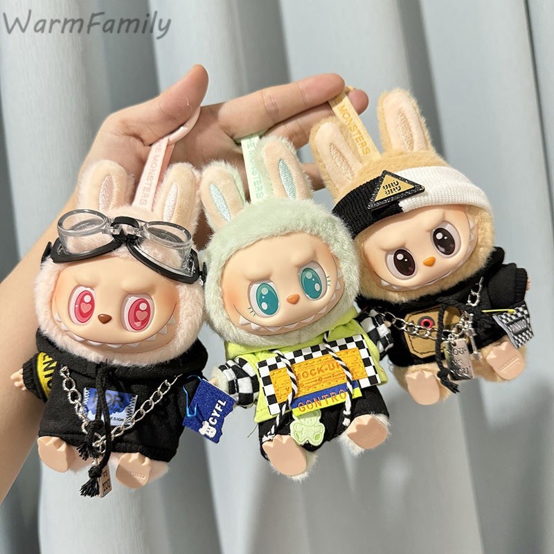 จัดส่งทันที Labubu ชุดลาบูบู้ ชุดลาบูบู้ v2 ชุดเสื้อผ้าตุ๊กตา DIY ผ้าฝ้าย 15 ซม (v1 ยังสามารถสวมใส่ได้)