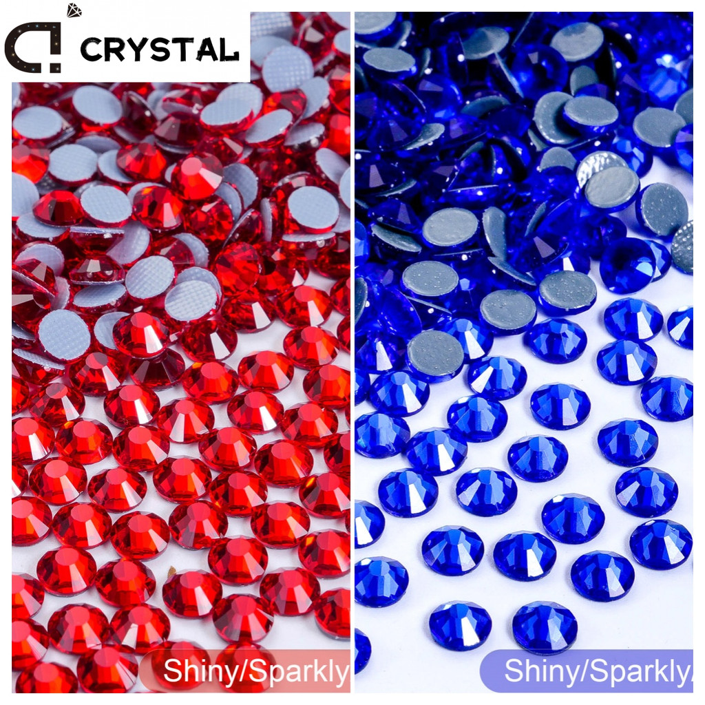 Ducrystal Factory Red/Blue Serise Hotfix Rhinestone Glass Iron On Crystal Stones สําหรับตกแต่ง DIY