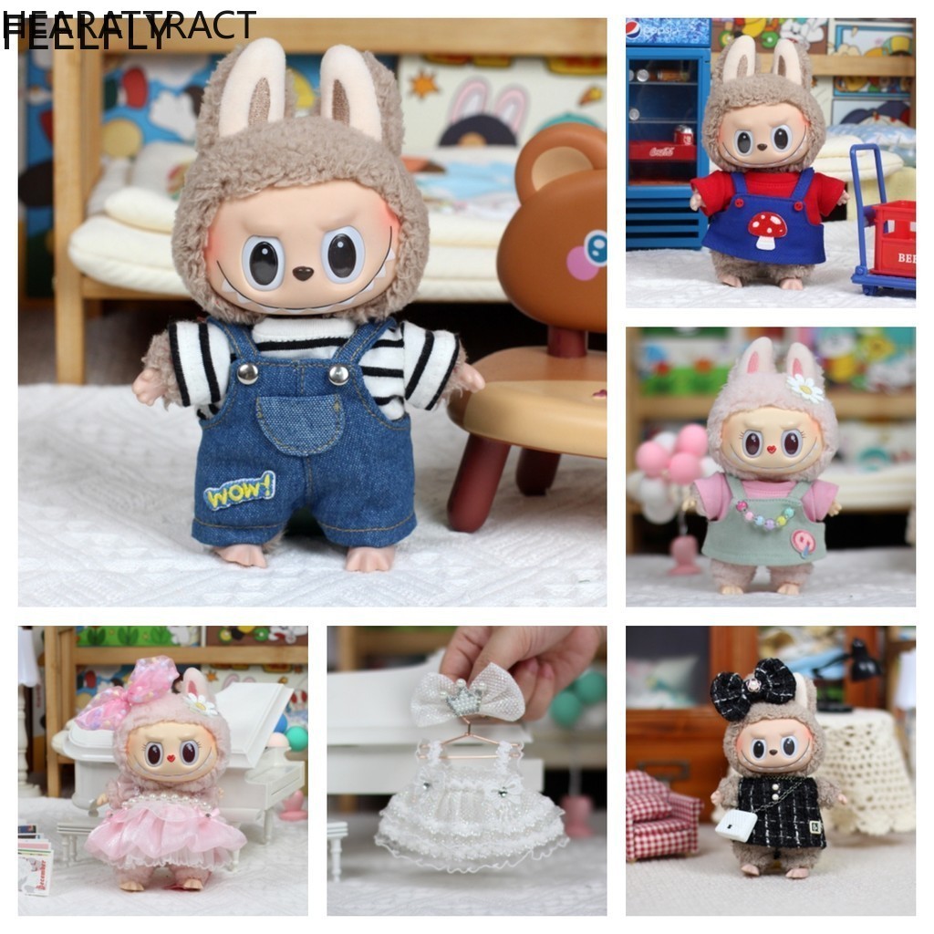 Hearattract (เฉพาะกระเป๋า) สําหรับ 17 ซม.Labu เสื้อผ้าตุ๊กตาเสื้อผ้าแฟชั่น Hoodies เสื้อผ้าตุ๊กตาสี Match Hoodies ตุ๊กตาอุปกรณ์เสริมน่ารักตกแต่ง