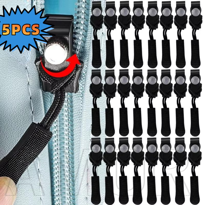 5ชิ้นสากลซิปดึง-สําหรับกระเป๋าเดินทาง,กระเป๋า,เสื้อผ้า-เปลี่ยนซิปเลื่อนดึง-เย็บผ้าฟรี,ด่วนทันที,ที่ถอดออกได้-โลหะซิปซ่อมชุด