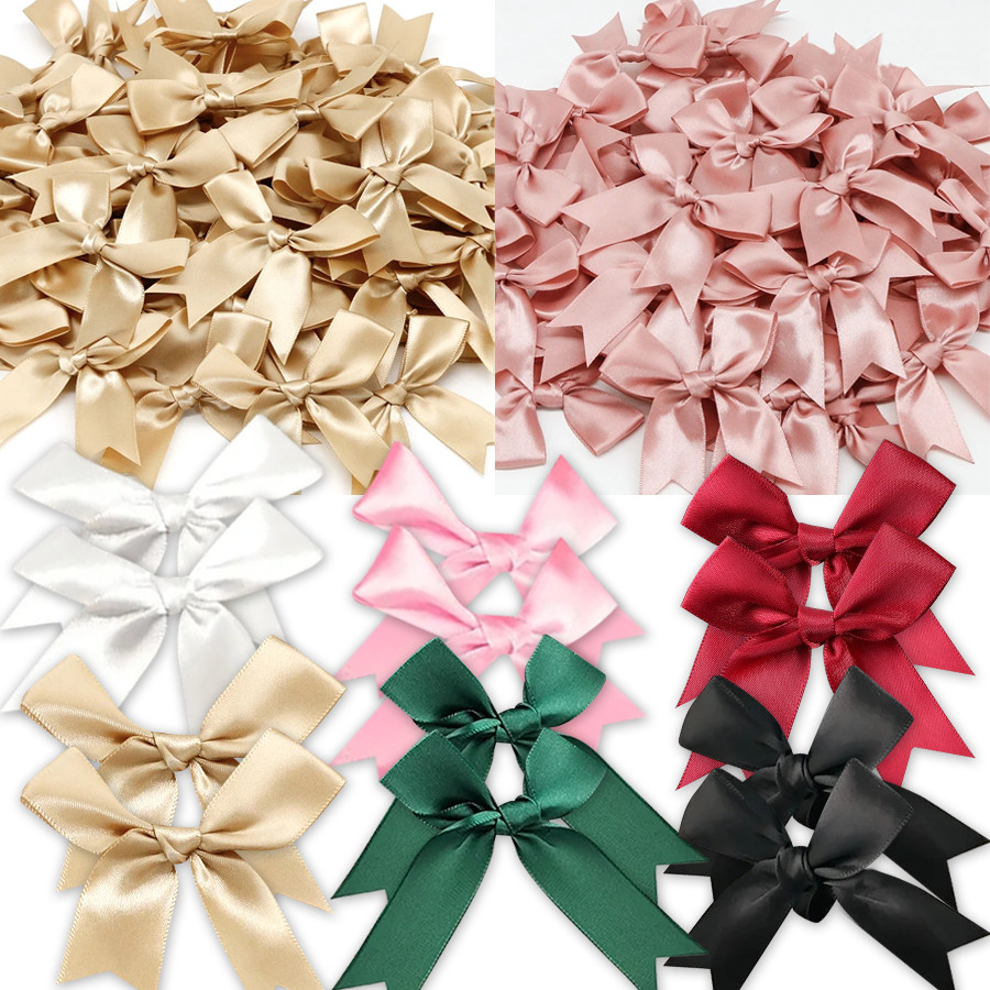 20/50 ชิ้นริบบิ้นโบว์หัตถกรรมโบว์สีชมพูสีขาวดอกไม้ของขวัญTieตกแต่งงานแต่งงานโบว์DIYวันเกิดตกแต่งเบเกอรี่