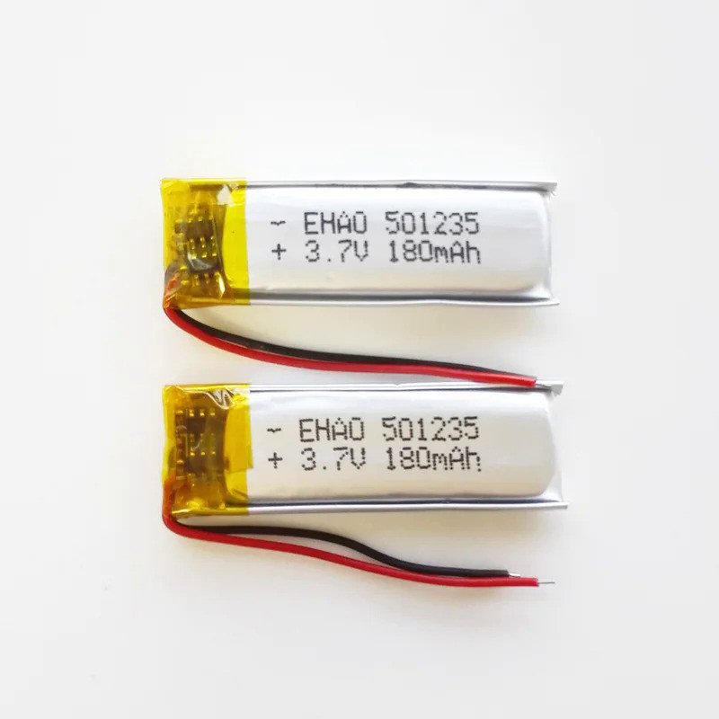 2 PCS 3.7V 180mAh 501235 Lithium Polymer Lipo Rechargeable Battery For MP3 Bluetooth Headset Video P