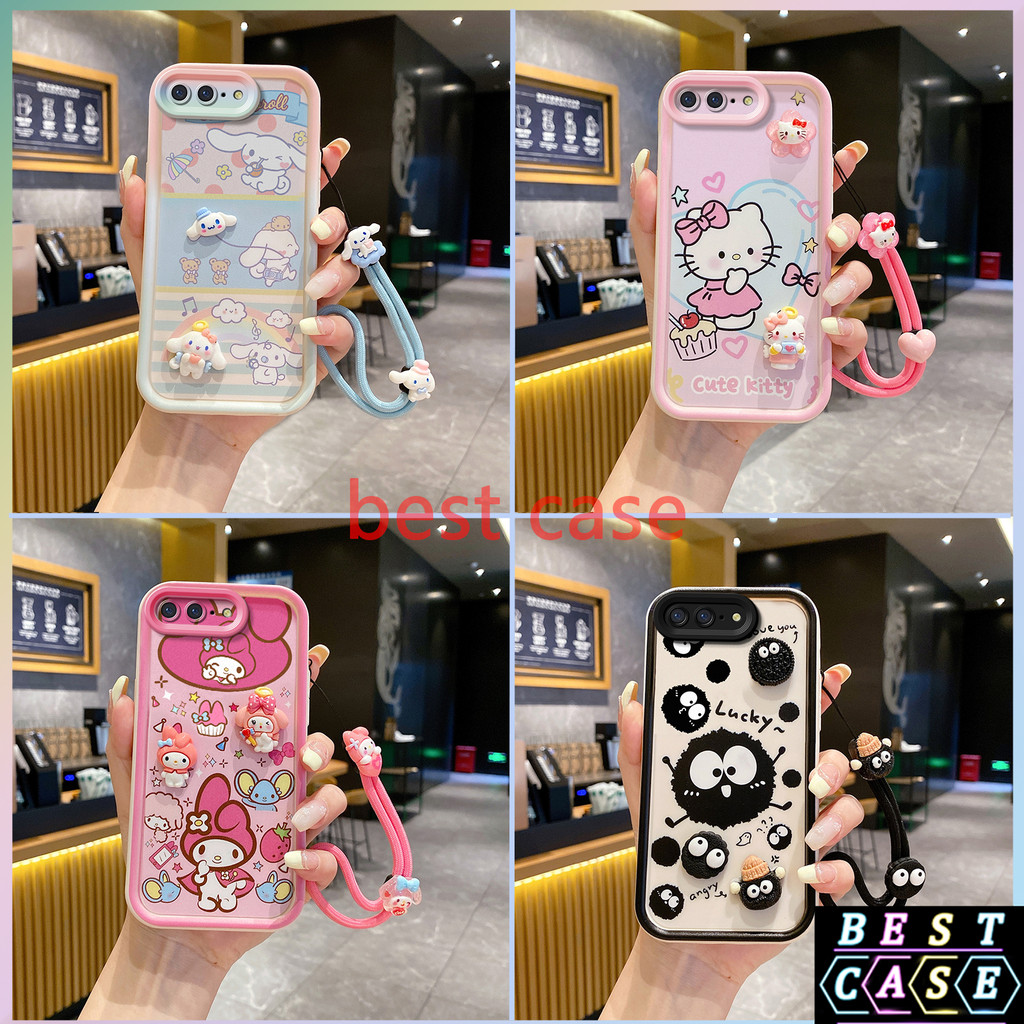 เคส iPhone 7 Plus เคส iPhone 8 Plus เคส Cinnamoroll And ‌Hello Kitty ลายการ์ตูนสามมิติรูปตุ๊กตาเคสโทรศัพท์นุ่มน่ารัก XX-TYGZ