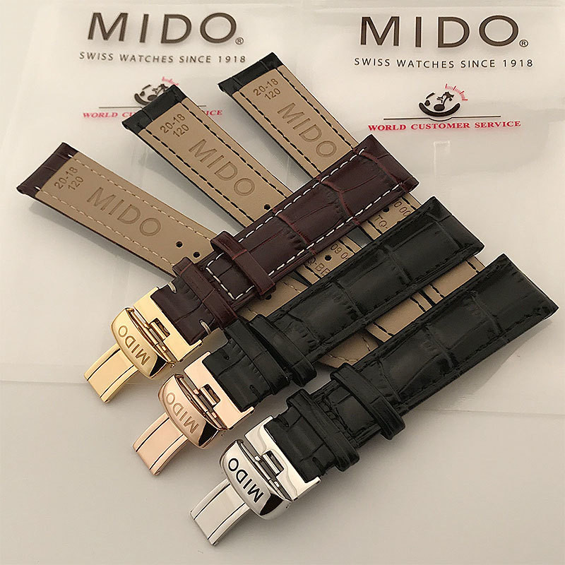 สําหรับนาฬิกา Mido หนังแท้ Baroncelli M8600 M7600 ผู้ชายและผู้หญิง Rudder Commander 20 มม.