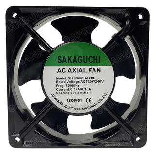[ 1 ชิ้น ] GH12038HA2BL 4.8 นิ้ว 220VAC 12038 พัดลมระบายอากาศ Axial Fan บอดี้เหล็ก พัดลมระบายอากาศ Sakaguchi พัดลมระบ...