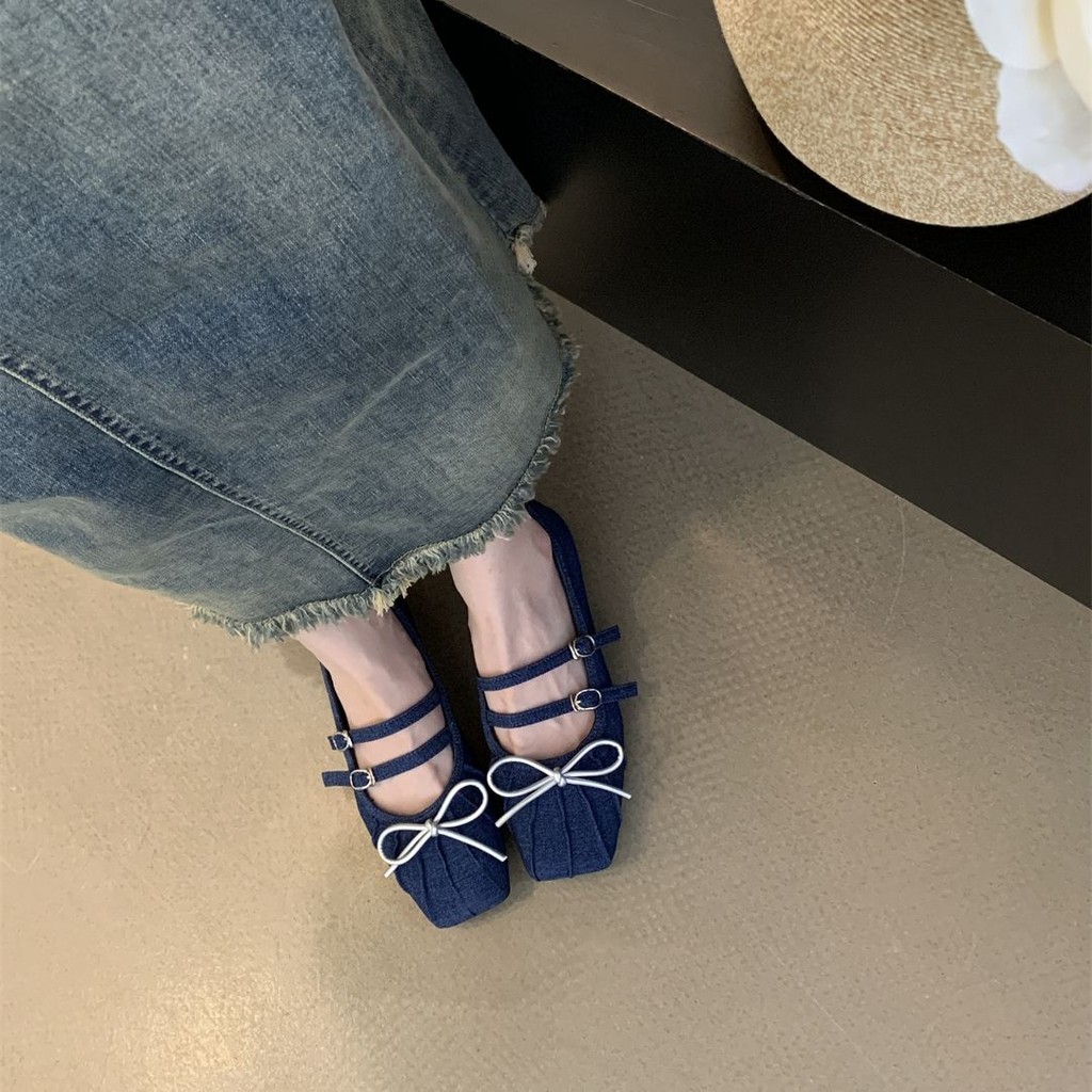 กันลื่น Mary Jane Soft-Soled Boat Shoes Gentle New Style Casual French Style