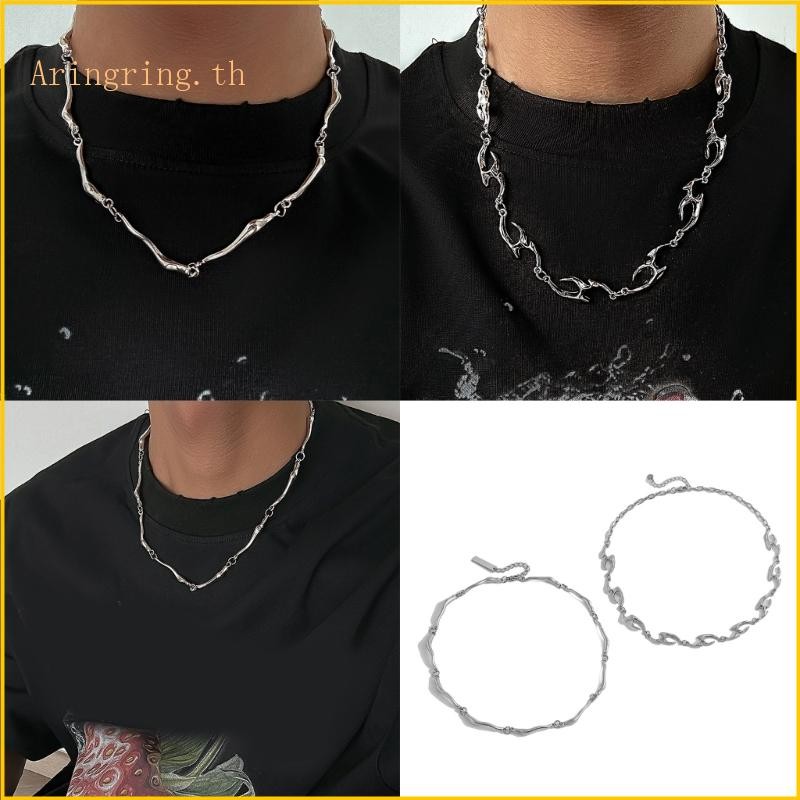 Arin Unique Irregular Wavy Shaped Necklace Adjustable Length Neckchain Unisex Jewelry