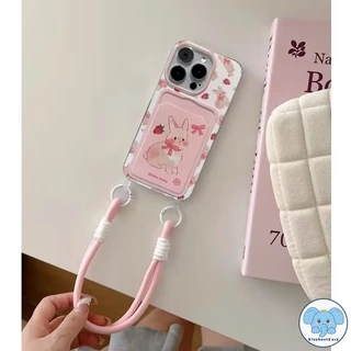 โบว์น่ารักกระต่ายเข้ากันได้เคสไอโฟน 17 air 11 13 16 15 12 14 XR Pro Max X XS Max 7 8 16 Plus SE ดอกไม้หวานสตรอเบอร์รี่