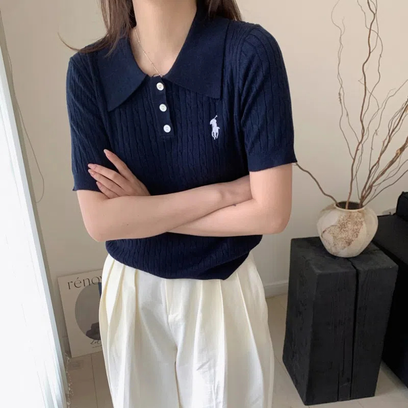 เสื้อโปโลปักโพนี่ ผู้หญิงทุกการแข่งขันเสื้อถักลําลอง