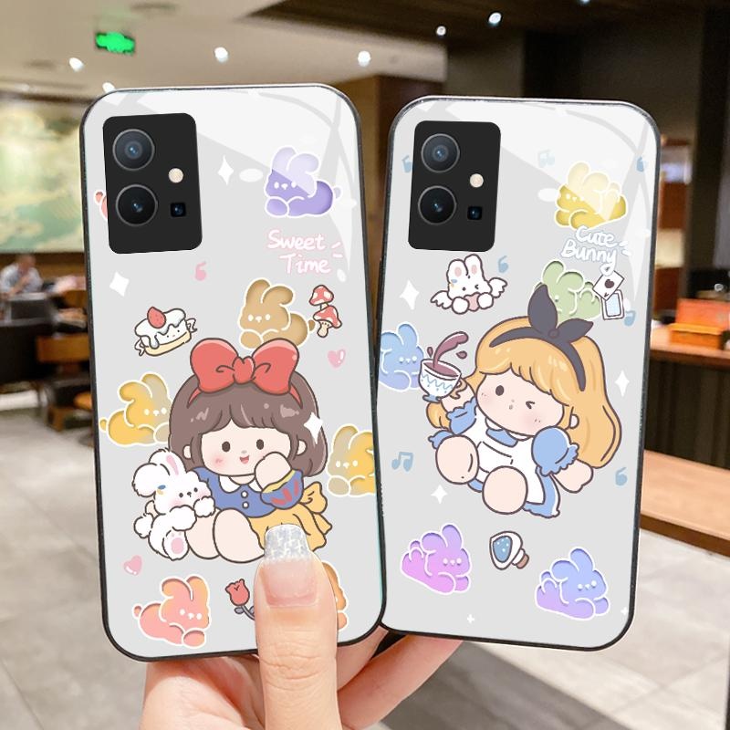 เหมาะสำหรับ VIVO Y75 5G 4G Y75S Y72 Y73 Y76 Y7s Y85 Y89 กรณีโทรศัพท์มือถือกันกระแทกเคส Girly Cute Pr