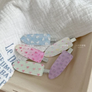 พร้อมส่ง🇹🇭 B071 ราคา/ชิ้น กิ๊บติดผมเตารีด ผมหน้าม้า อะคริลิคลายดอกไม้ เครื่องประดับผม ที่ติดผม